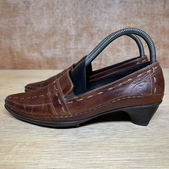 Pikolinos Pumps Women Size 7 US, 37 EU Shoes Brown Leather Stitch Heels Round - Picture 3 of 10
